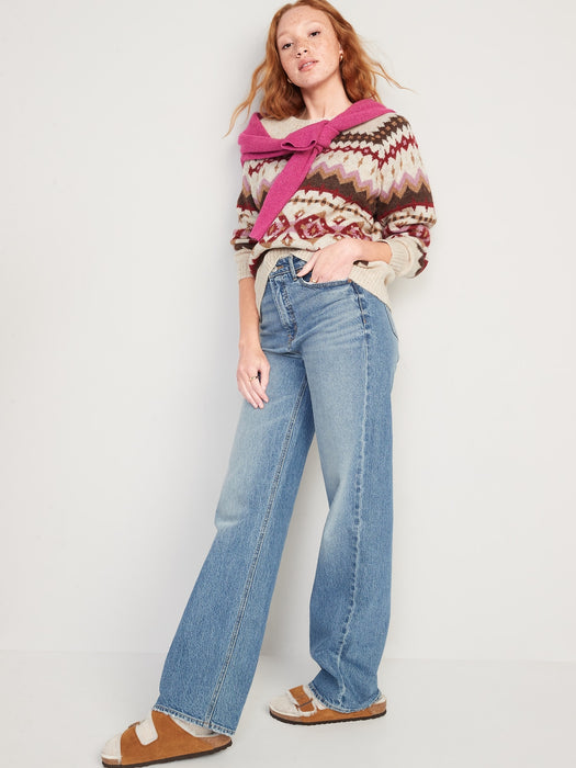 Fair Isle Cozy Shaker-Stitch Pullover Sweater for Women