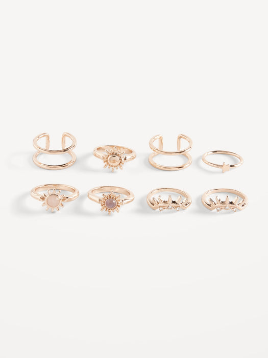 Gold-Tone Metal Rings 8-Pack for Women