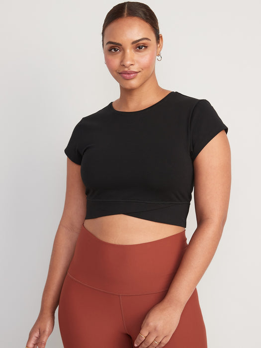 PowerChill Cropped Cross-Front T-Shirt for Women