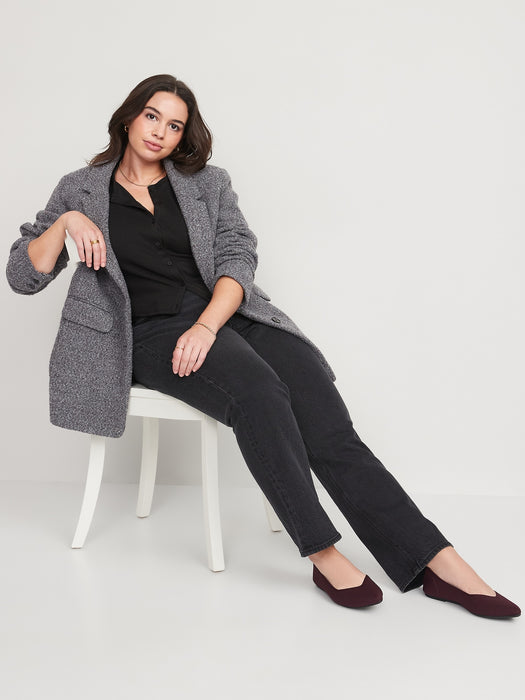 Textured-Knit Pointy-Toe Ballet Flats for Women