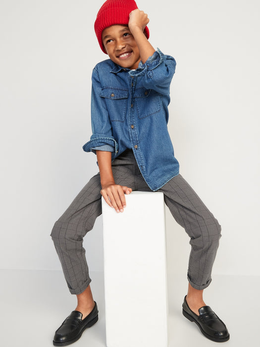 Textured Patterned Built-In Flex Taper Pants for Boys