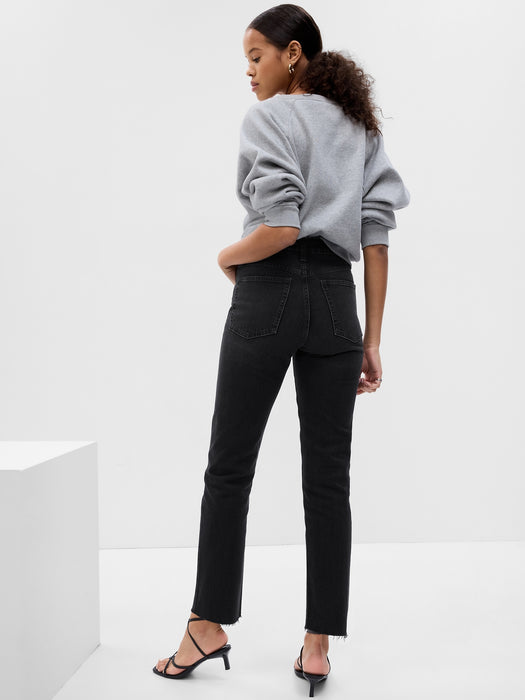 Sky High Rise Cheeky Straight Jeans with Washwell