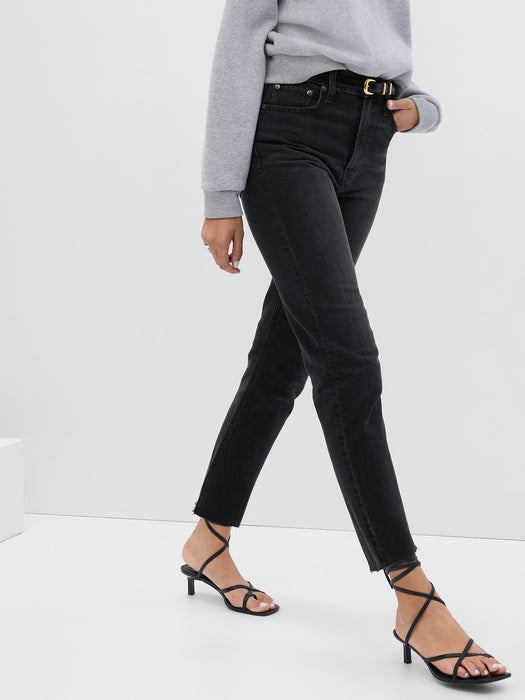 Sky High Rise Cheeky Straight Jeans with Washwell