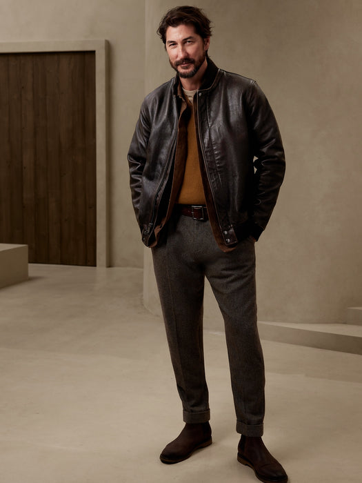 BR ARCHIVES Leather Bomber Jacket