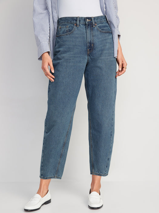 Extra High-Waisted Button-Fly Balloon Ankle Jeans for Women