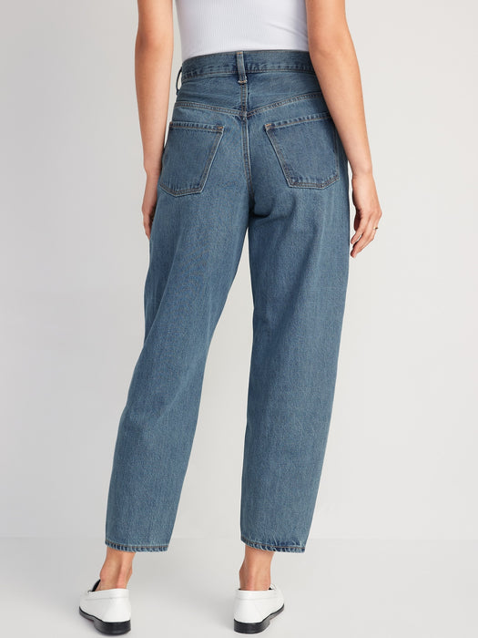 Extra High-Waisted Button-Fly Balloon Ankle Jeans for Women