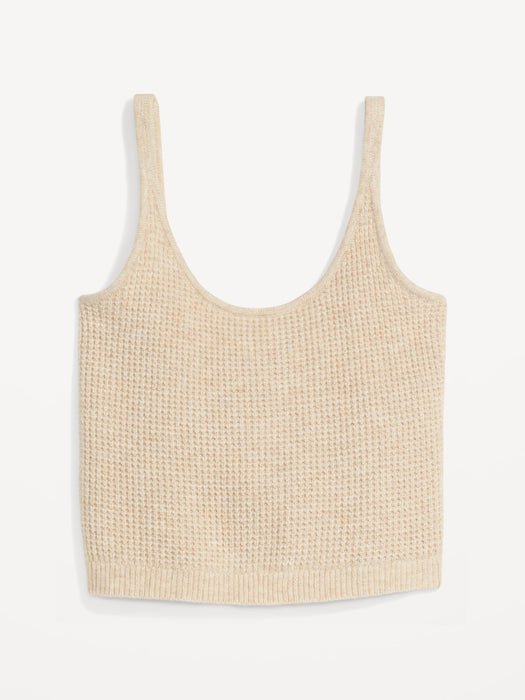 Cropped Waffle-Knit Lounge Cami Tank Top for Women
