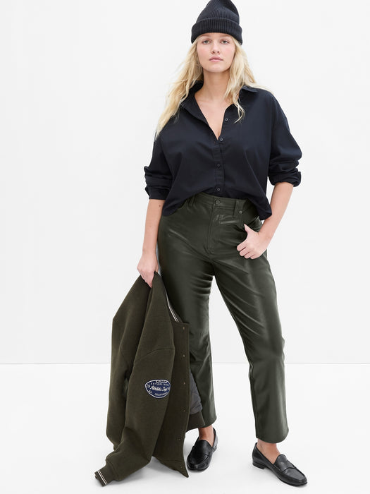 High Rise Faux-Leather Vintage Slim Jeans