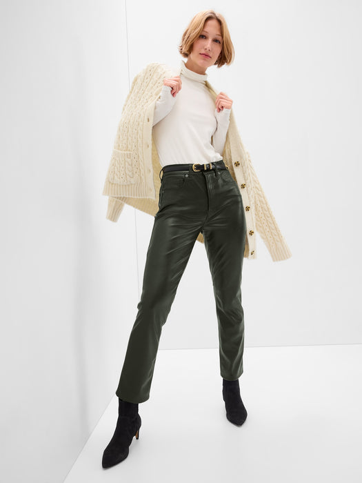 High Rise Faux-Leather Vintage Slim Jeans