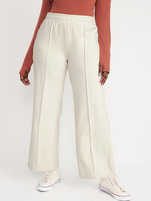 High-Waisted Dynamic Fleece Pintucked Wide-Leg Pants for Women