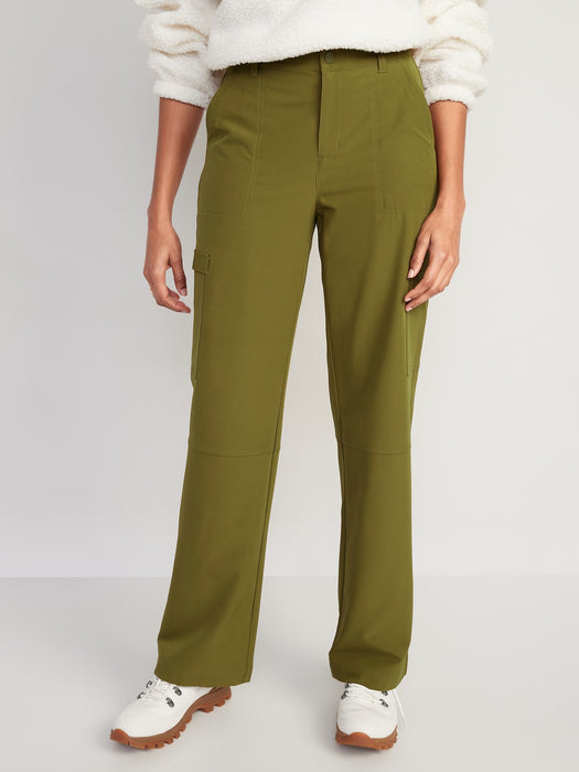 High-Waisted All-Seasons StretchTech Water-Repellent Straight Cargo Pants for Women