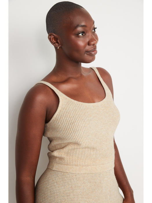 Cropped Waffle-Knit Lounge Cami Tank Top for Women