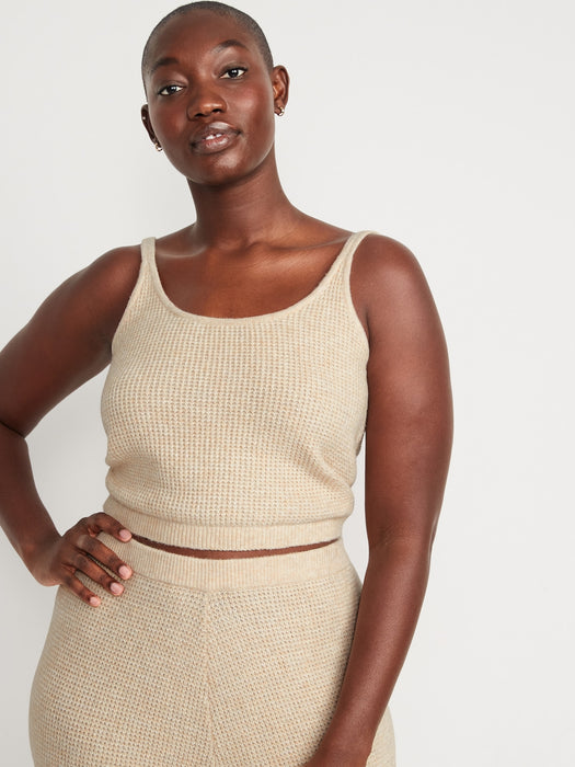 Cropped Waffle-Knit Lounge Cami Tank Top for Women