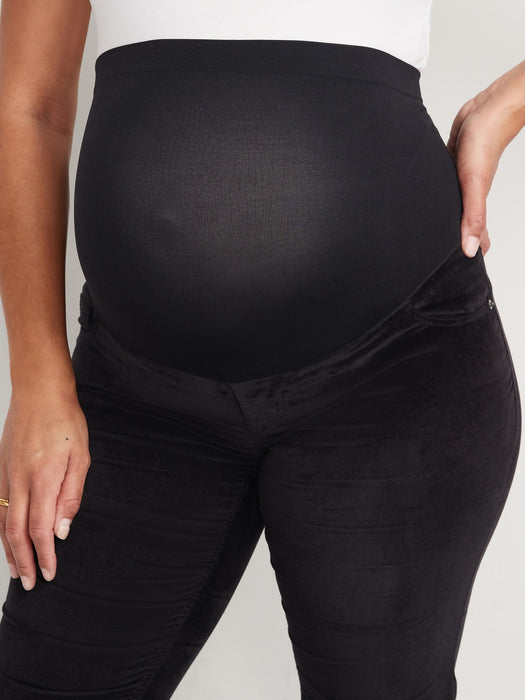 Maternity Full-Panel Velvet Flare Pants
