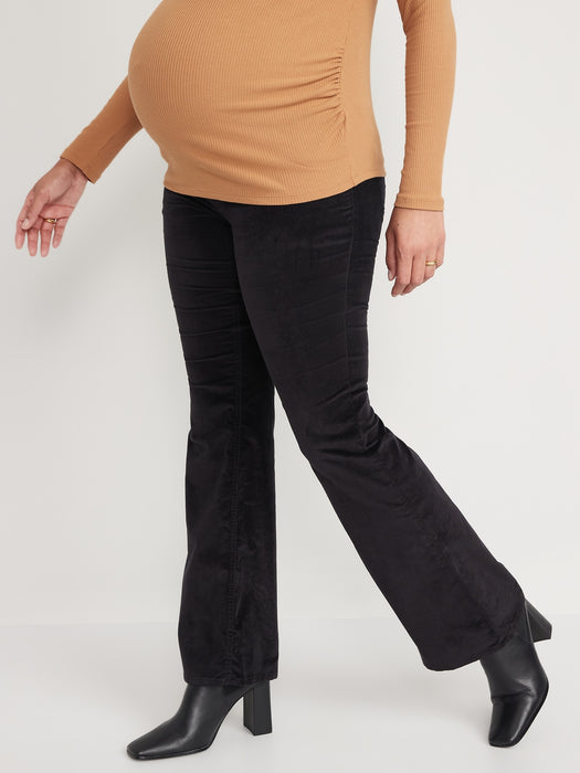 Maternity Full-Panel Velvet Flare Pants