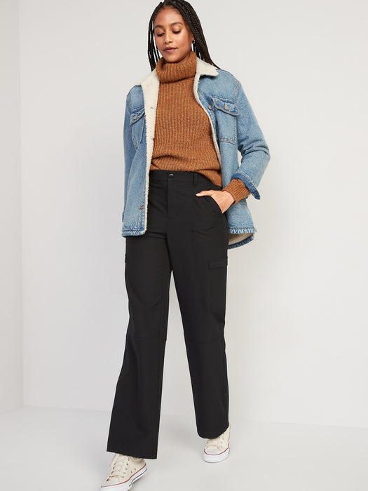 High-Waisted All-Seasons StretchTech Water-Repellent Straight Cargo Pants for Women