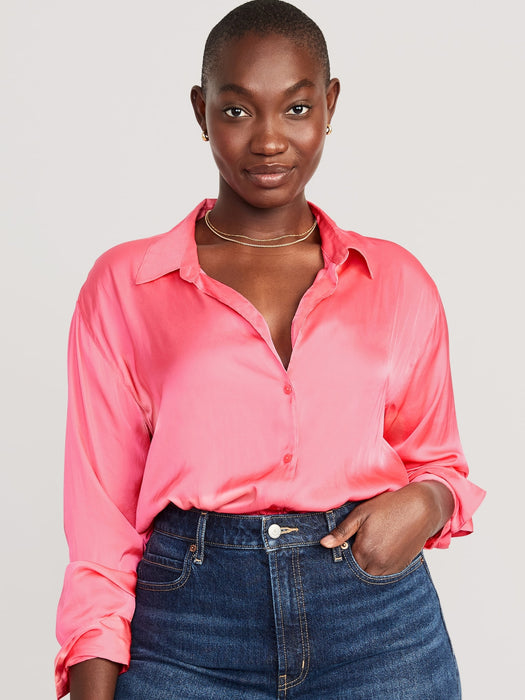 Satin Boyfriend Shirt for Women