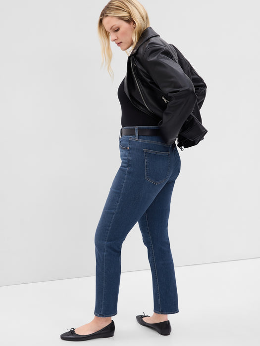 High Rise Classic Straight Jeans with Washwell