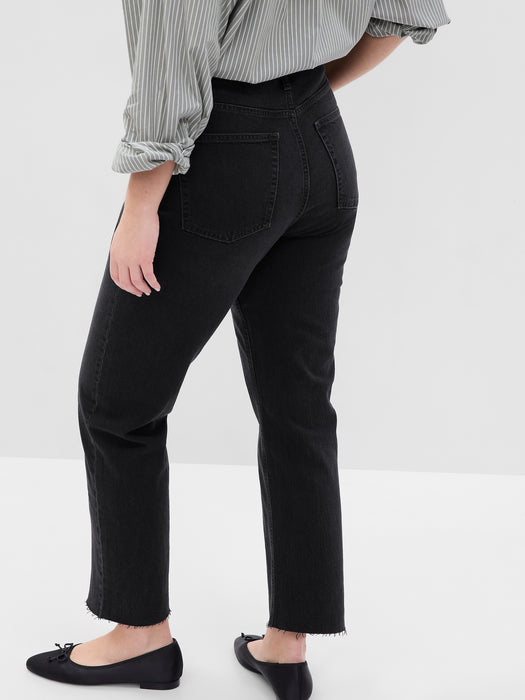 Sky High Rise Cheeky Straight Jeans with Washwell