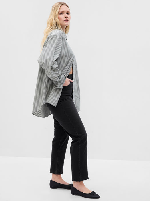 Sky High Rise Cheeky Straight Jeans with Washwell