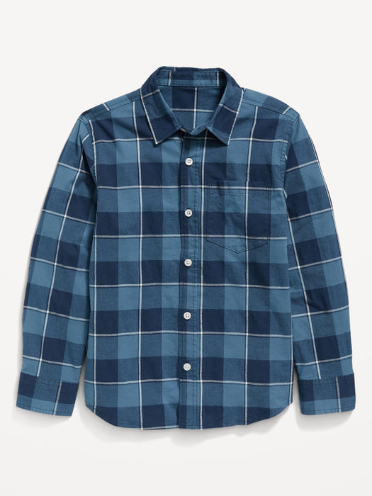 Patterned Poplin Built-In Flex Shirt for Boys