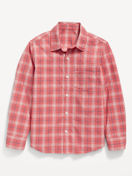 Patterned Poplin Built-In Flex Shirt for Boys