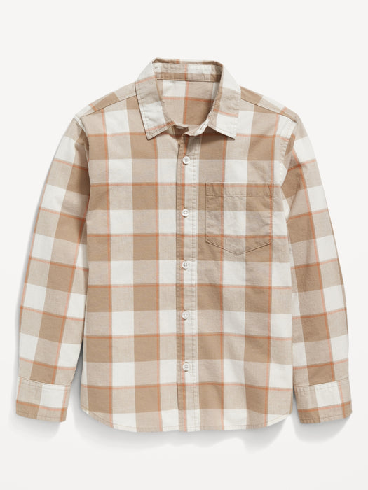 Patterned Poplin Built-In Flex Shirt for Boys