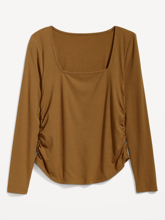 Luxe Cropped Rib-Knit Shirred Top for Women