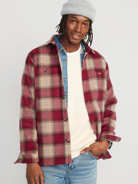 Soft-Brushed Plaid Shacket for Men
