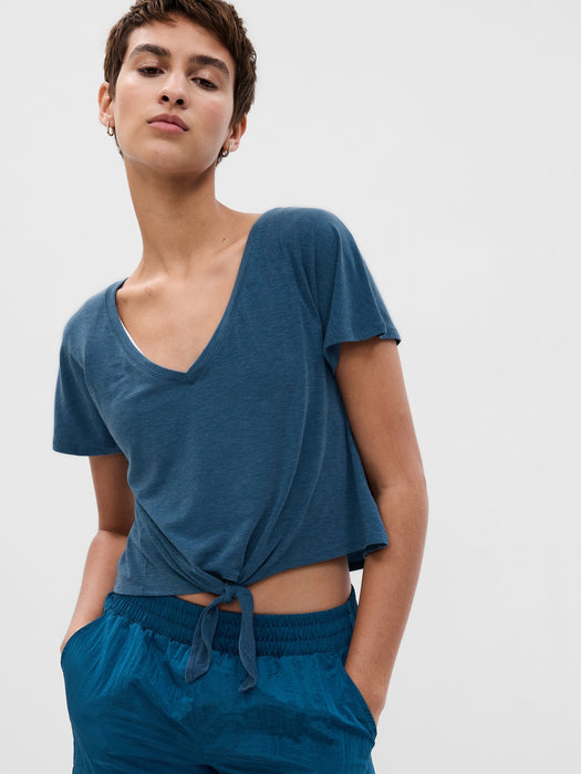 GapFit Breathe Tie-Front V-Neck T-Shirt