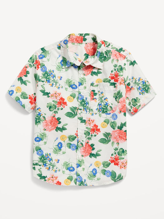 Short-Sleeve Printed Poplin Shirt for Boys