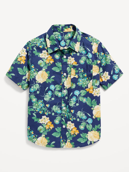 Short-Sleeve Printed Poplin Shirt for Boys
