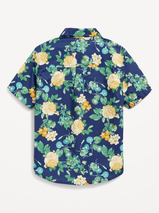 Short-Sleeve Printed Poplin Shirt for Boys
