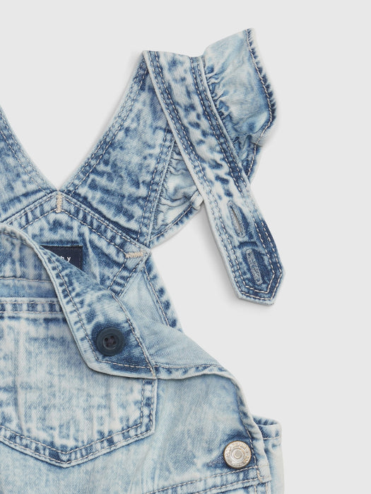 Baby 100% Organic Cotton Ruffle Denim Shortall with Washwell