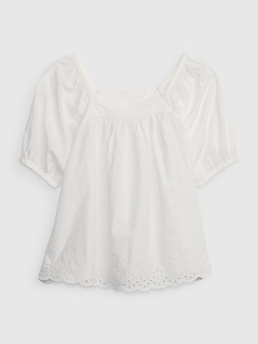 Toddler Puff Sleeve Eyelet Top