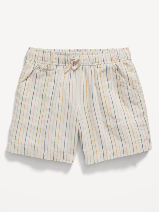 Linen-Blend Printed Drawstring Midi Shorts for Girls