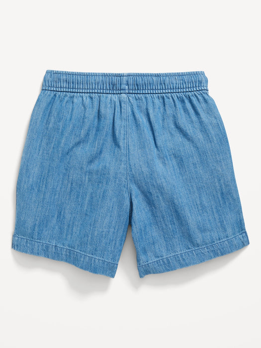 Pull-On Chambray Utility Midi Shorts for Girls