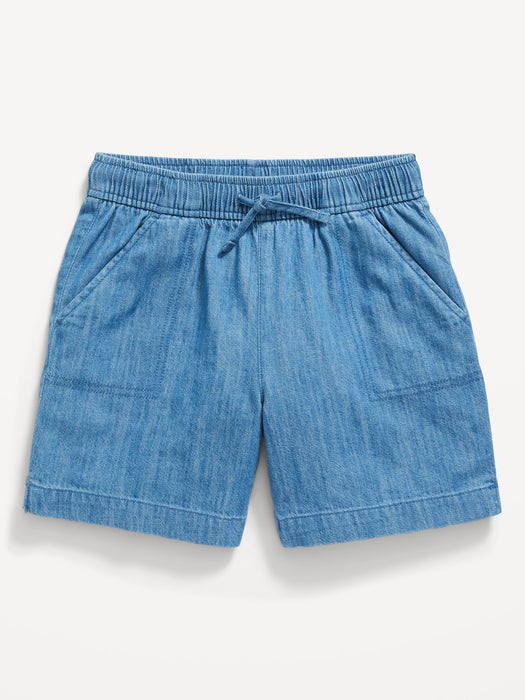 Pull-On Chambray Utility Midi Shorts for Girls