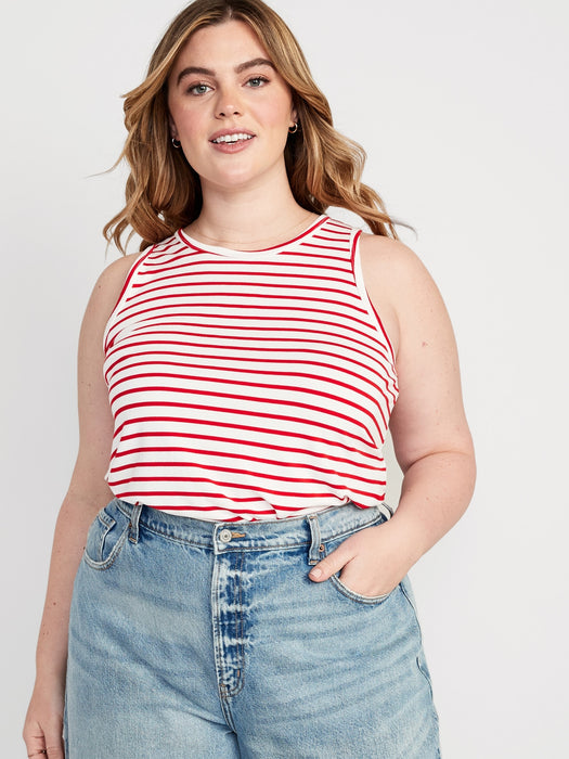 Sleeveless Luxe Striped T-Shirt for Women