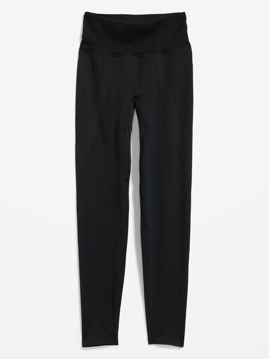 High-Waisted Rib-Paneled Seamless Leggings for Women