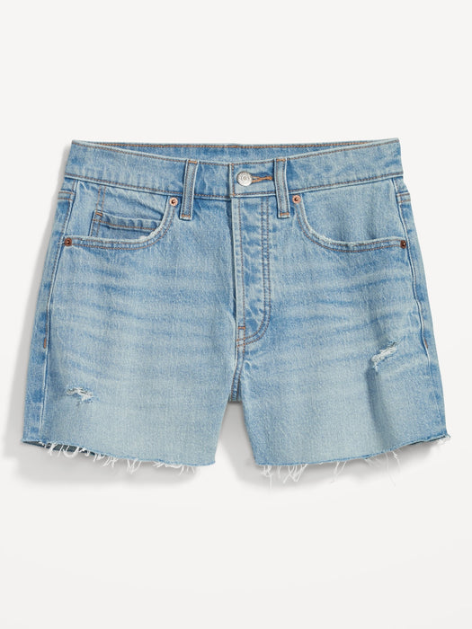 Higher High-Waisted Button-Fly Sky-Hi A-Line Cut-Off Jean Shorts for Women -- 3-inch inseam