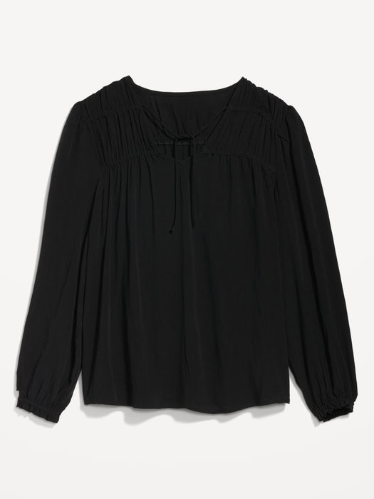 Crinkled Smocked Poet Swing Blouse for Women