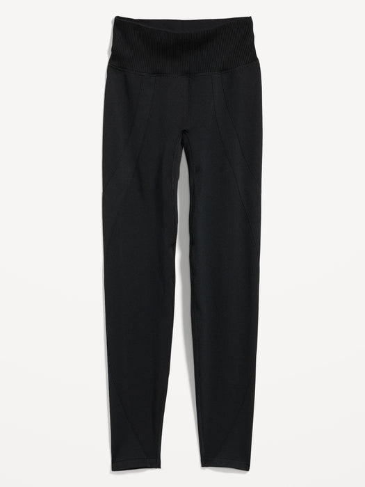 High-Waisted Rib-Paneled Seamless Leggings for Women
