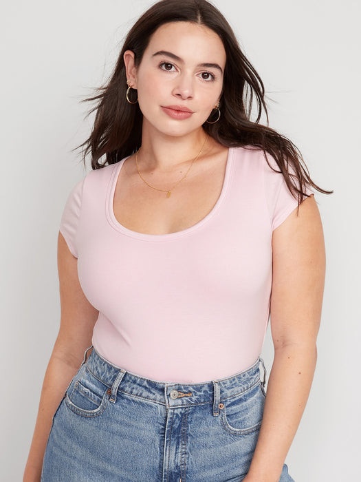 Short-Sleeve Scoop-Neck Bodysuit for Women