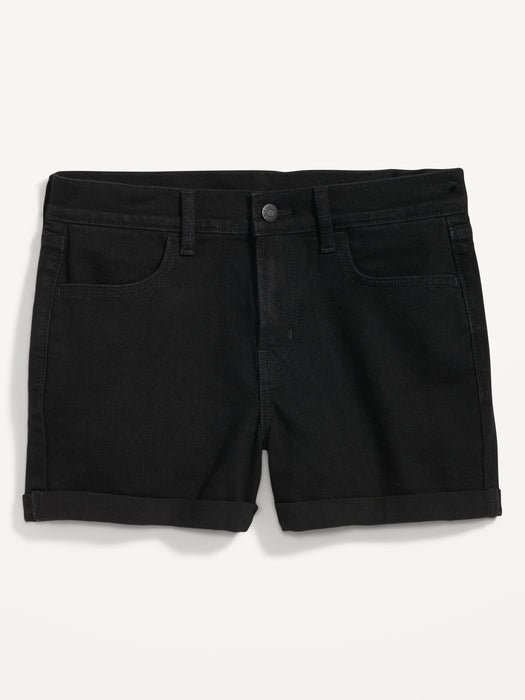 Mid-Rise Wow Black Jean Shorts for Women -- 3-inch inseam