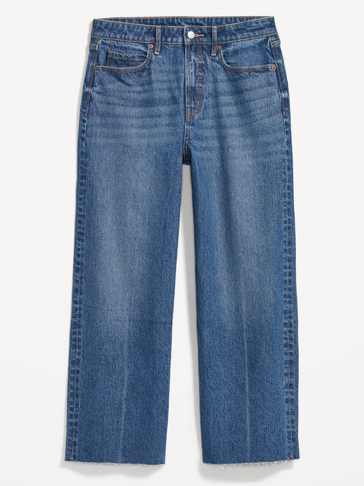 Extra High-Waisted Cropped Cut-Off Wide-Leg Jeans