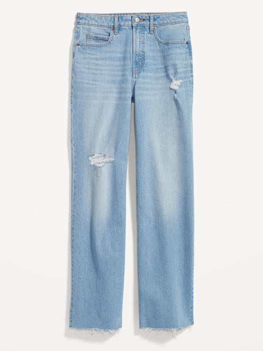 Extra High-Waisted Ripped Cut-Off Wide-Leg Jeans for Women