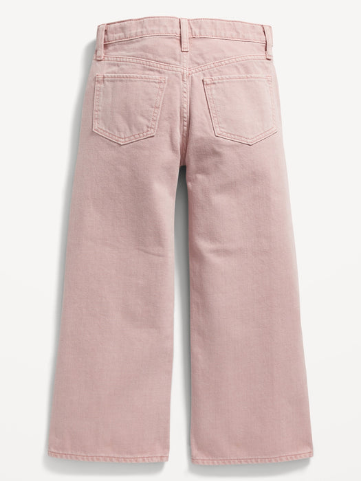 High-Waisted Pop-Color Baggy Wide-Leg Jeans for Girls