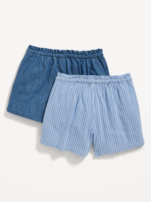 Ruffled Chambray Pull-On Shorts 2-Pack for Toddler Girls