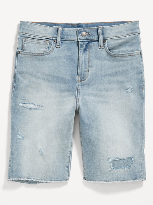 Slim 360° Stretch Ripped Cut-Off Jean Shorts for Boys (At Knee)